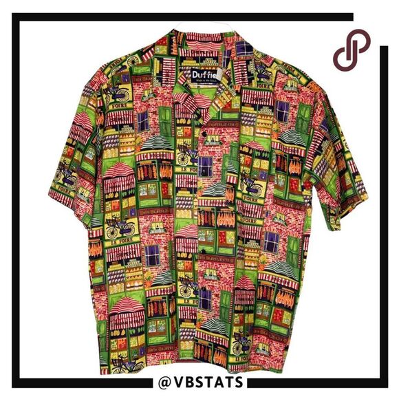 Duffies by C.P. Duffy Men's Cotton Short Sleeve Button Up Shirt Multicolor Small - Picture 1 of 5